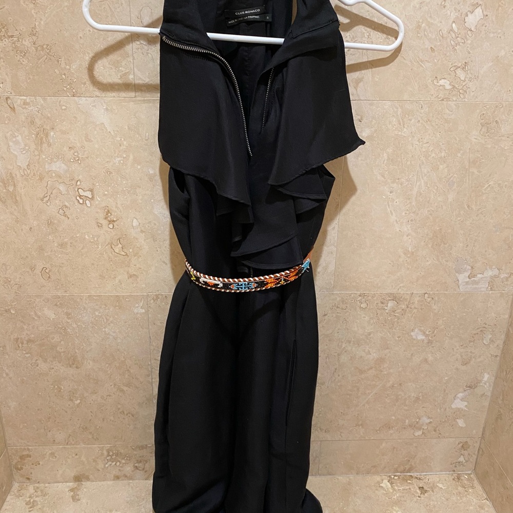 Club Monaco Black Ruffle Collar Dress